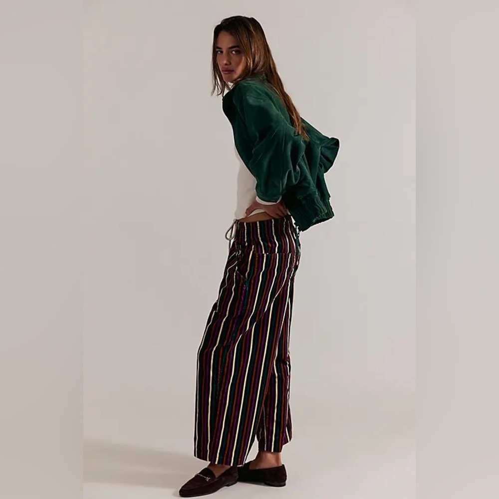 NWT FREE PEOPLE WE THE FREE Easy Peasy Printed Cord Jeans | Brown Combo $148 XS - Picture 4 of 12
